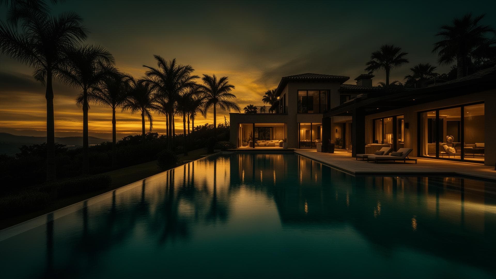 Mediterranean luxury villa at golden hour