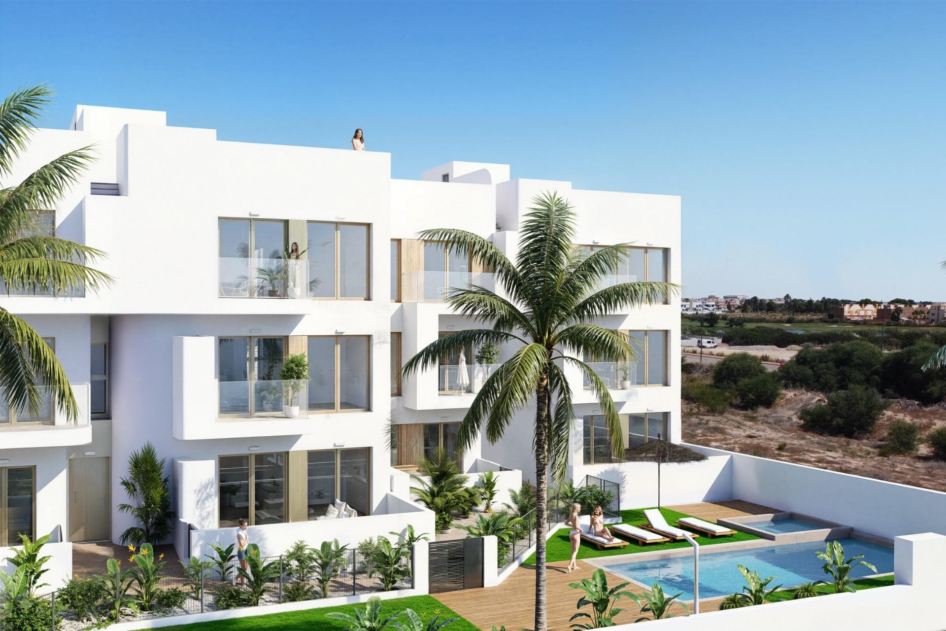 New Build Residential Complex in Los Alcázares on the Frontline of Serena Golf