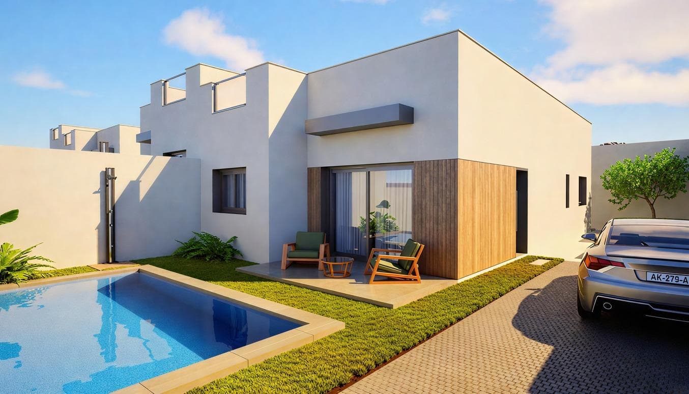 New Build Semi Detached Villas with Private Pool in Country Club Mazarron