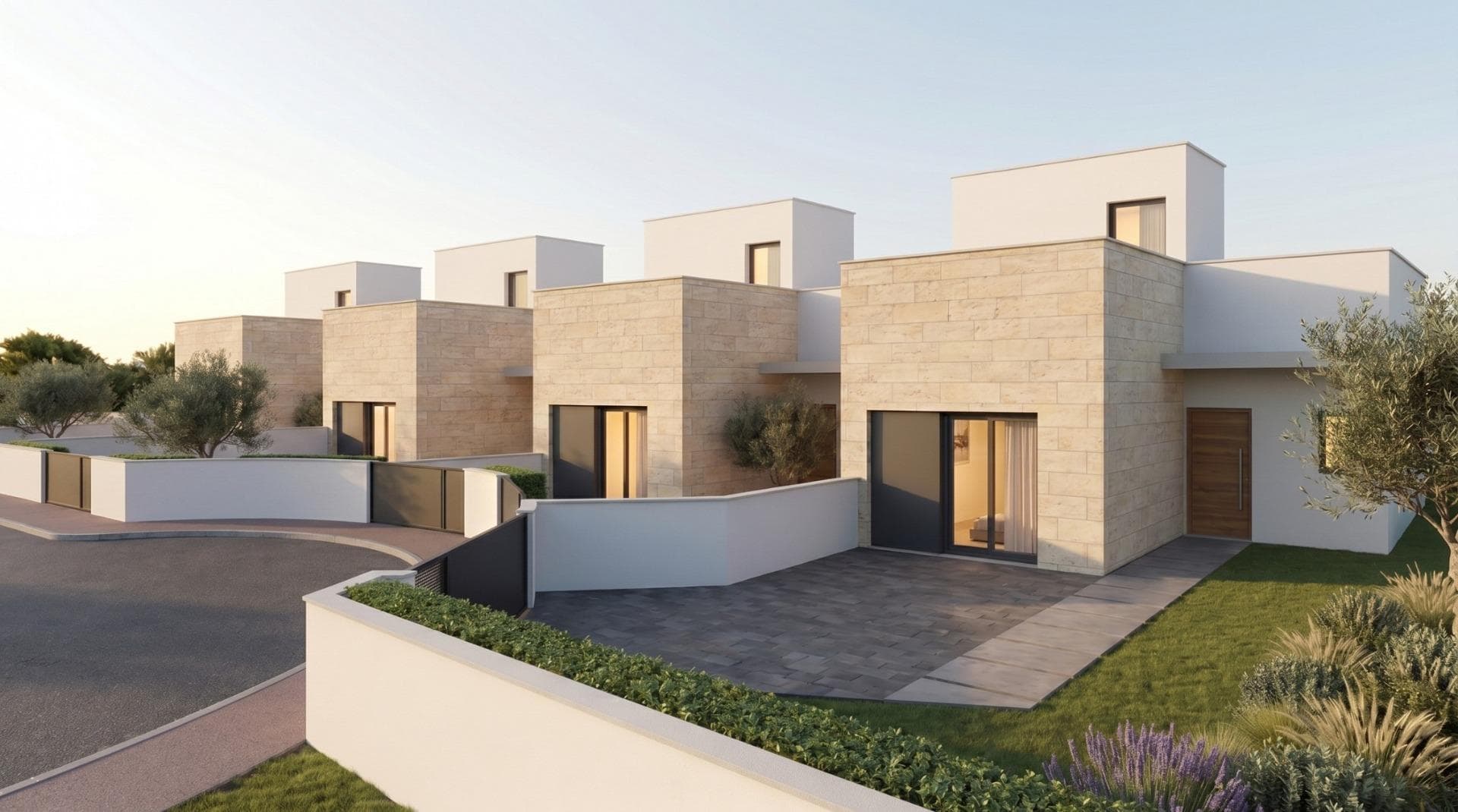 Development of 4 newly built semi-detached and terraced villas with private swimming pools at the Mazarrón Country Club